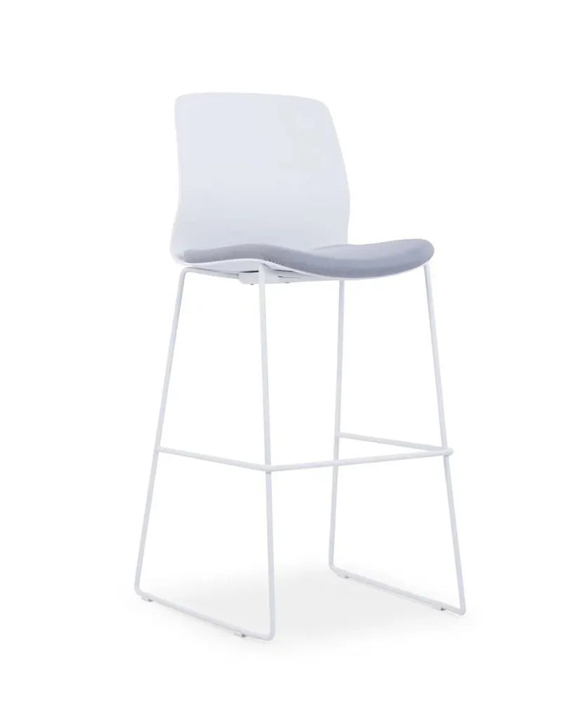 White Frame Grey Fabric Chair for Office Seating – EMS-005C