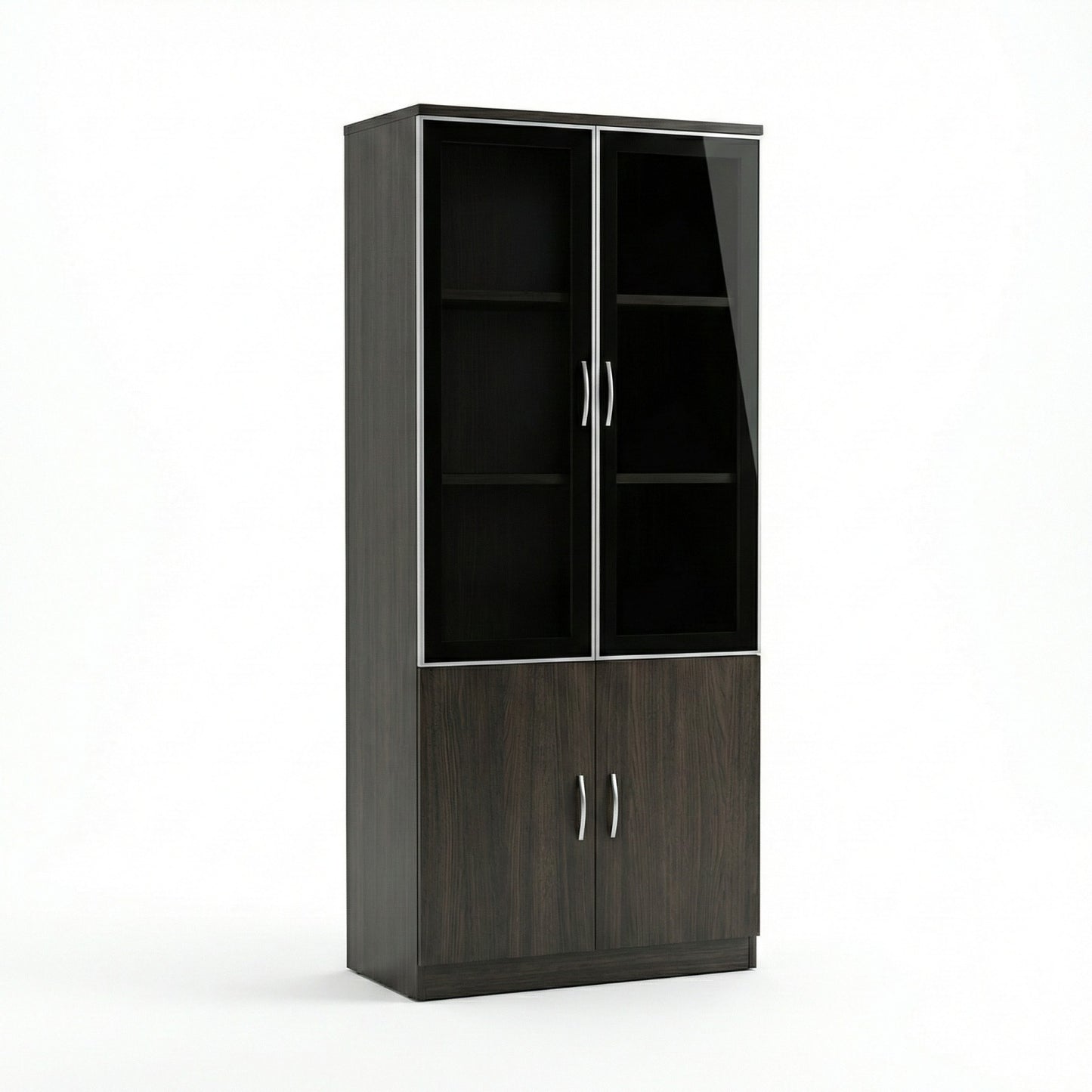 Black Glass Display Cabinet with Wooden Doors in Sharjah – TSG-325BC