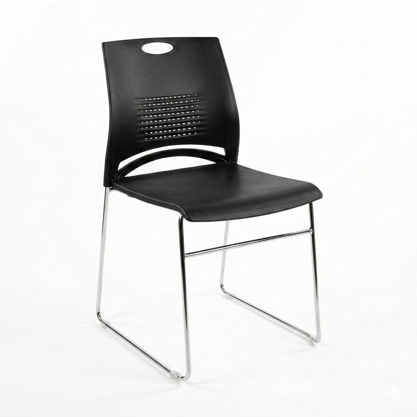 High Back Office Chair, Chrome Base with Nylon Casters, Black - DAN 7655