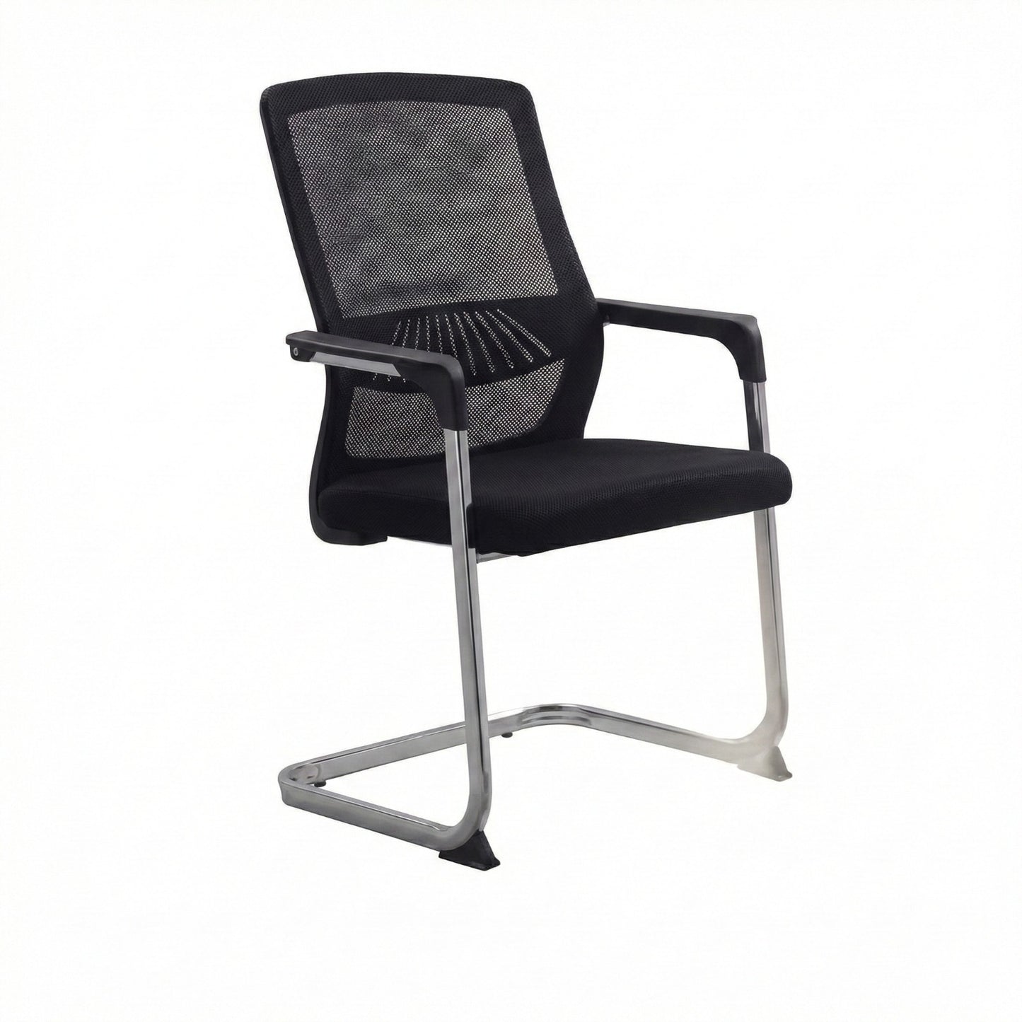 Mesh Back Visitor Chair, With Fabric Seat, Chrome Arm/Base, Black - DAN 822D
