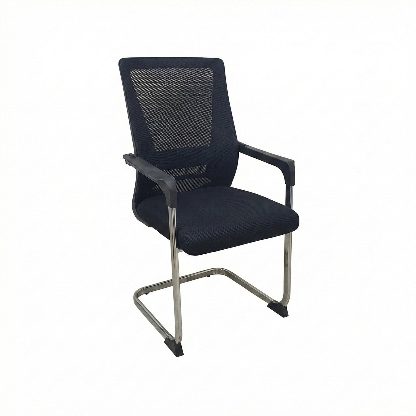 Mesh Back Visitor Chair, With Fabric Seat, Chrome Sled Base, Black - DAN 9001