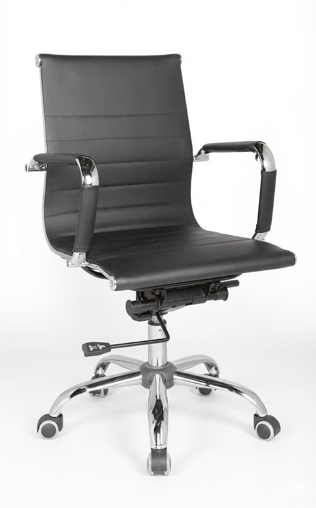Low Back Office Chair, Chrome Base with Nylon Casters, Black - DAN 101L