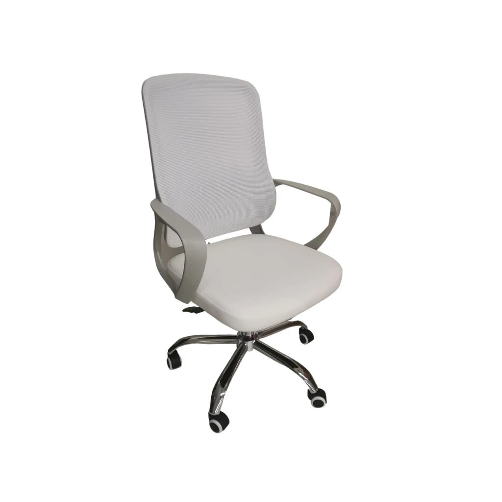 Medium Back Mesh Office Chair, Chrome Base, White - DAN 1021G-WHT