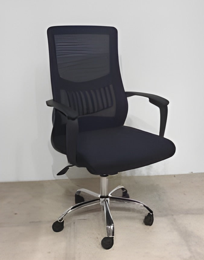 Medium Back Mesh Office Chair, Chrome Base, Grey - DAN 8009