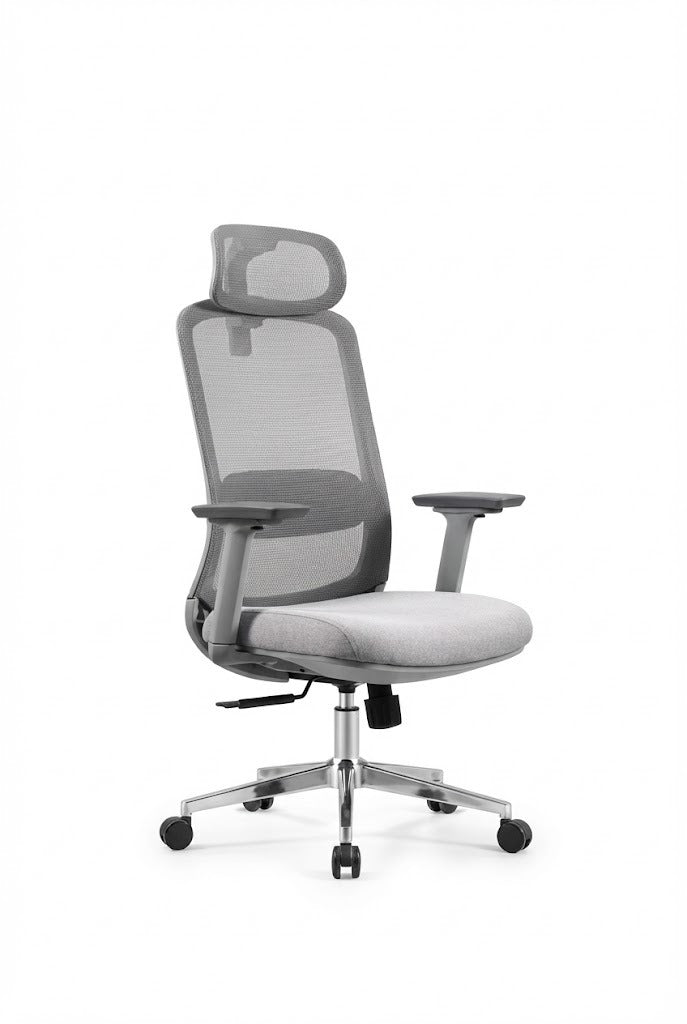 Ergonomic Mesh High Back, With Headrest, 4D-Adjustable Arms, Chrome Base with Nylon Casters, Black - DAN 889-A