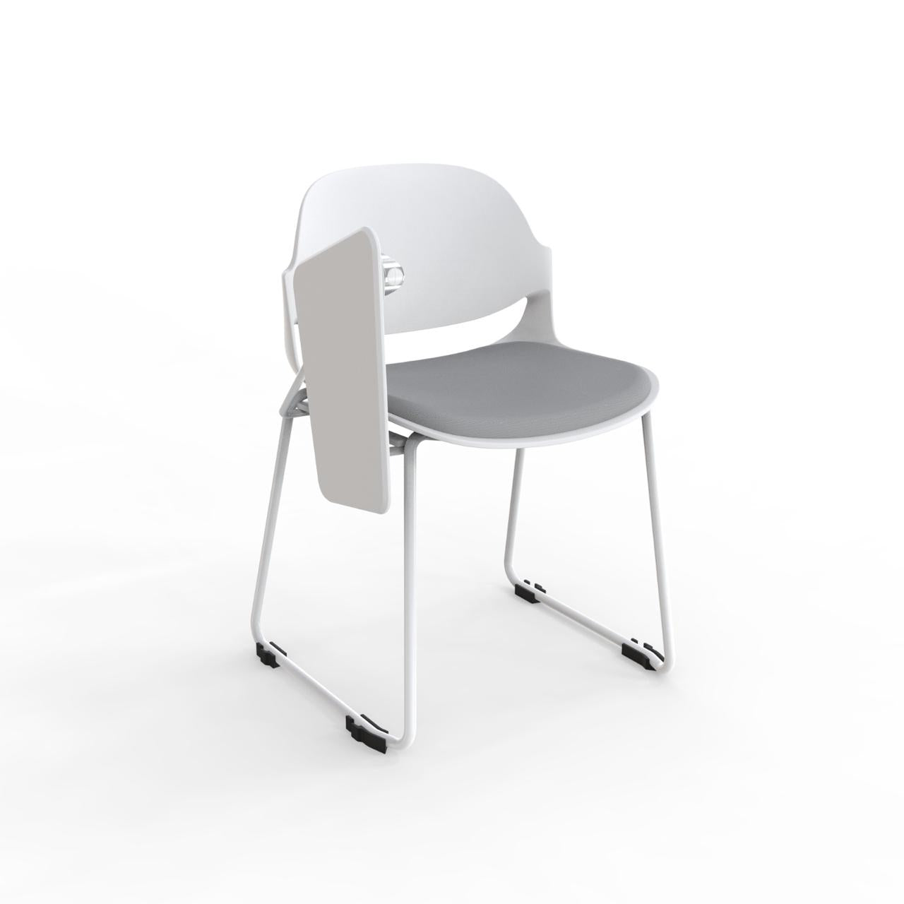 White Frame Fabric Chair with Writing Pad – HY-833D