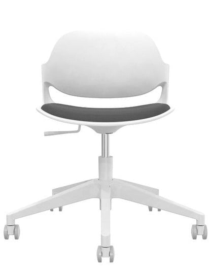 White Frame Fabric Chair with Gaslift Base – HY-833A