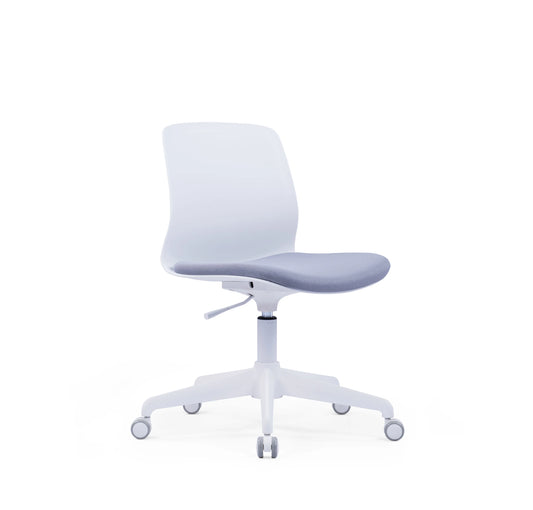 White Frame Fabric Office Chair with Gaslift Base – EMS-006C