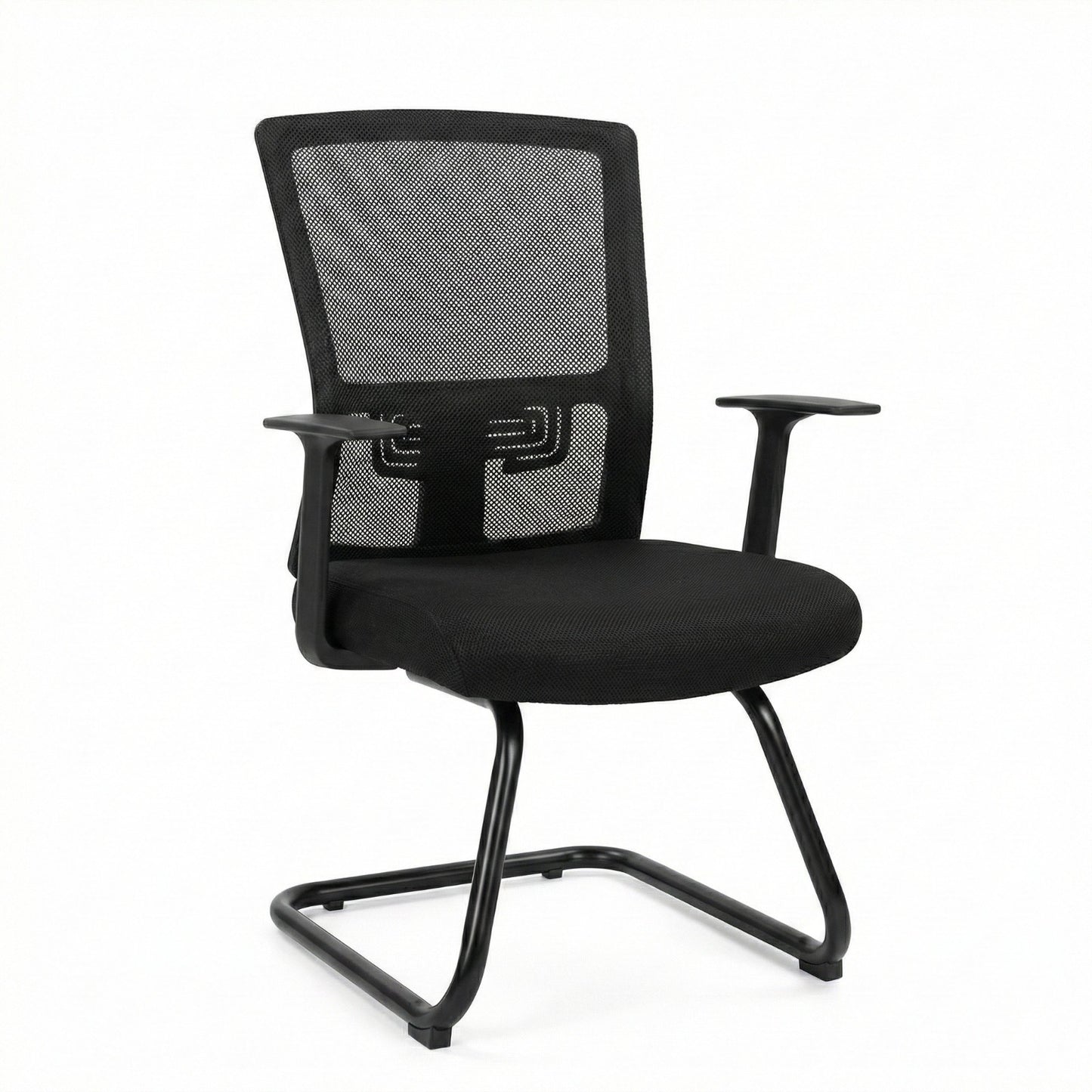 Mesh Back Visitor Chair, Fixed Arms, Black Frame, Black - DAN 77V-BLK