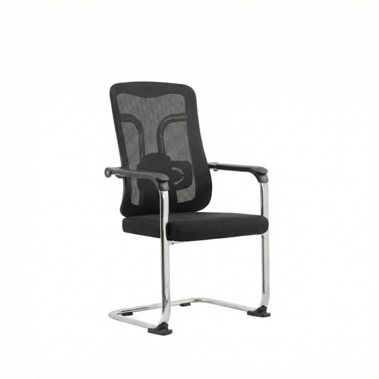 Ergonomic Breathable Mesh Visitor Chair, Chrome Sled Base, Black - DAN D-215