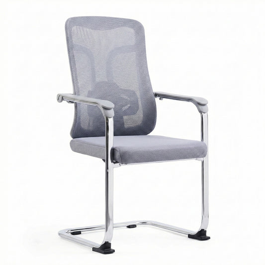 Ergonomic Breathable Mesh Visitor Chair, Chrome Sled Base, Grey - DAN D-215