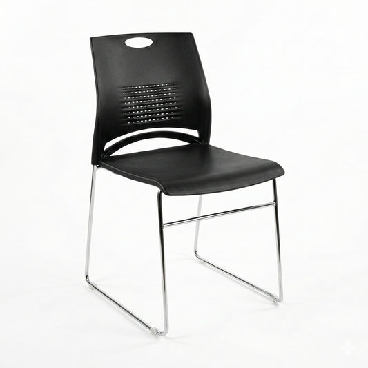 High Back Office Chair, Chrome Base with Nylon Casters, Black - DAN 7655