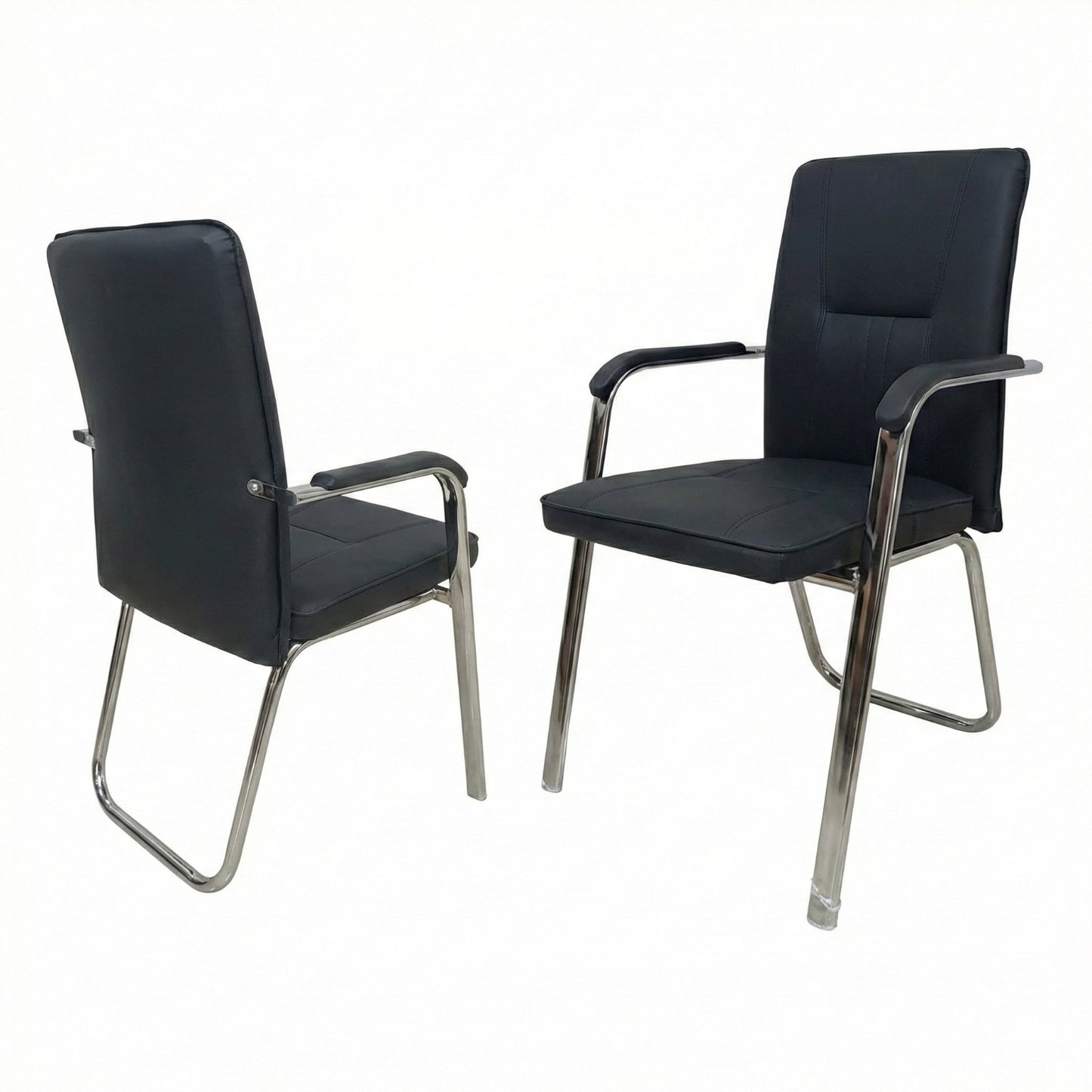 PU Visitor Chair, Chrome Base, Black - DAN 827