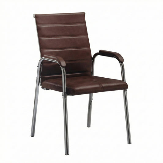 PU Visitor Chair, Chrome Sled Base, Black - DAN 3030