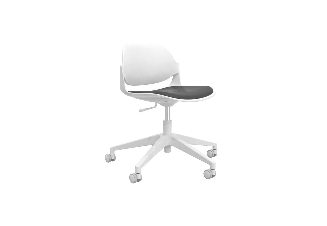 White Frame Fabric Chair with Gaslift Base – HY-833A