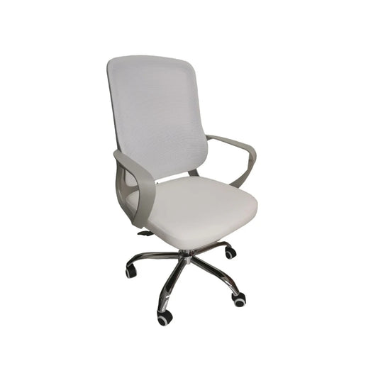 Medium Back Mesh Office Chair, Chrome Base, White - DAN 1021G-WHT