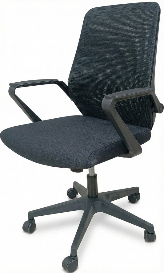 Medium Back Mesh Office Chair, Nylon Base with Nylon Casters, Black - DAN 306