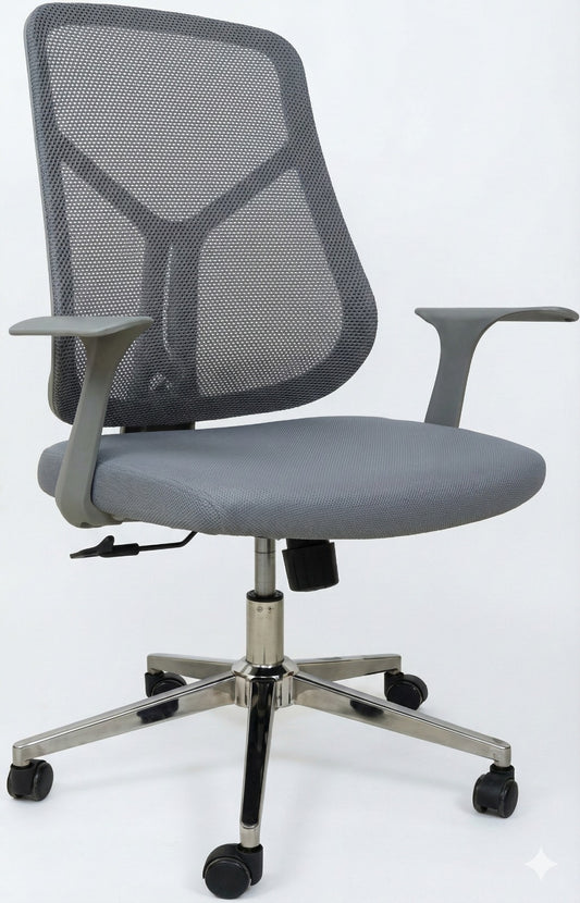 Medium Back Mesh Office Chair, Chrome Base, Grey - DAN 336