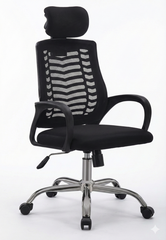 Medium Back Office Chair, Headrest, Chrome Base - DAN 5003