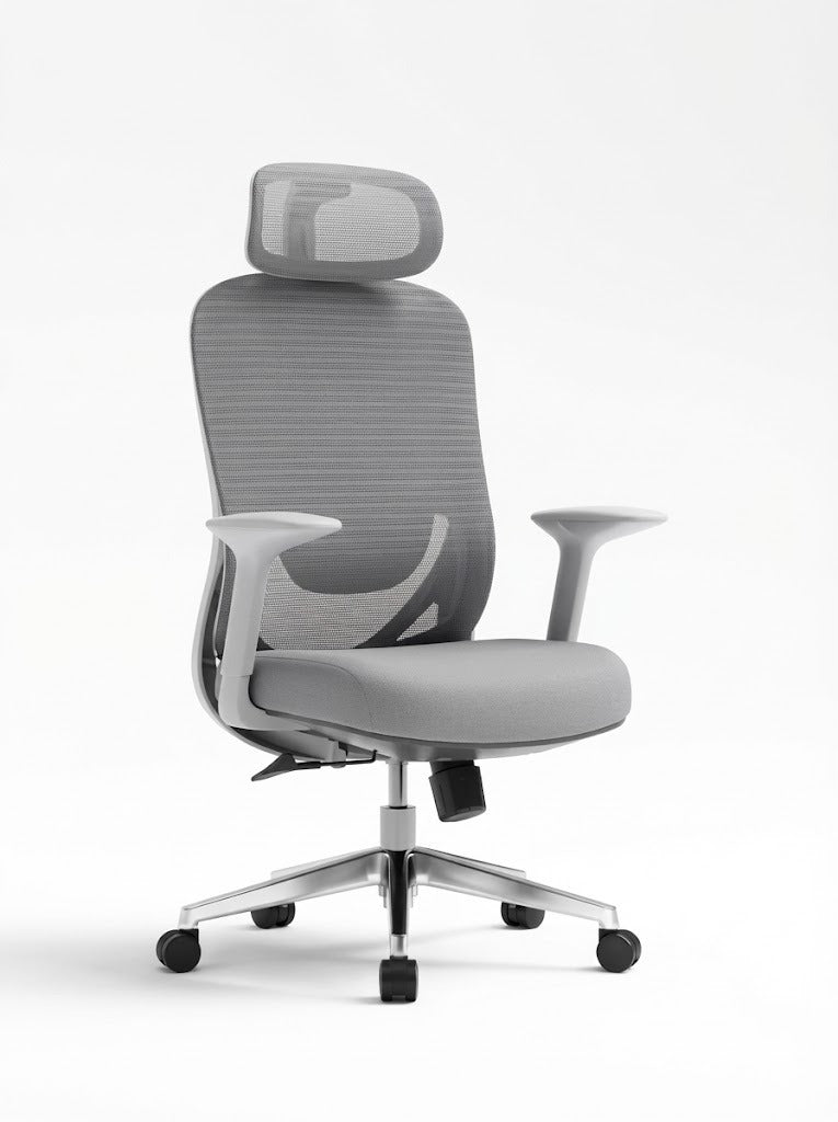 Ergonomic Mesh High Back, With Headrest, 4D-Adjustable Arms, Chrome Base with Nylon Casters, Black - DAN 688-A