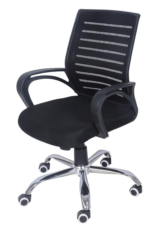 Low Back Mesh Office Chair, Chrome Base, Black - DAN 7823
