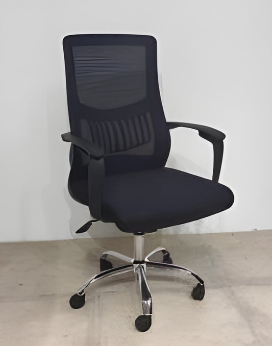 Medium Back Mesh Office Chair, Chrome Base, Grey - DAN 8009