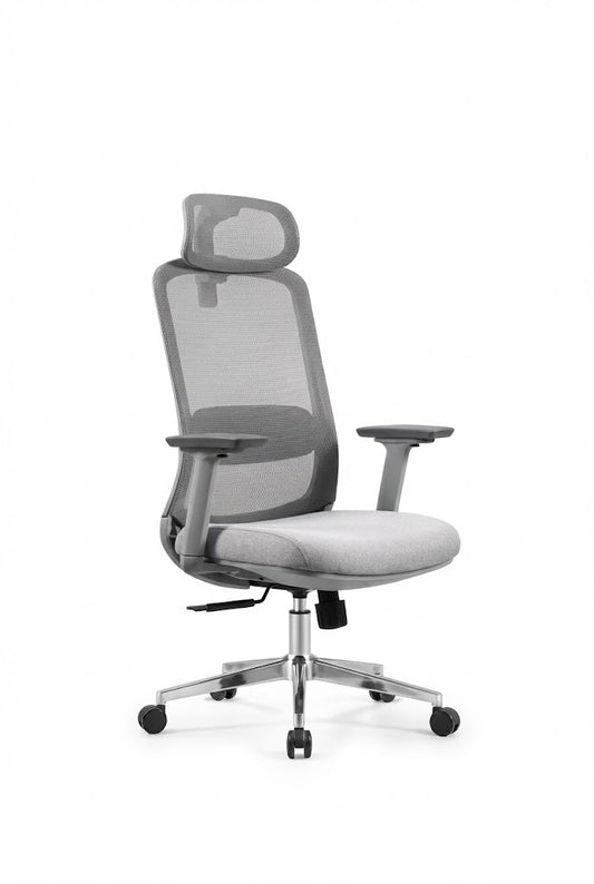Ergonomic Mesh High Back, With Headrest, 4D-Adjustable Arms, Chrome Base with Nylon Casters, Black - DAN 889-A