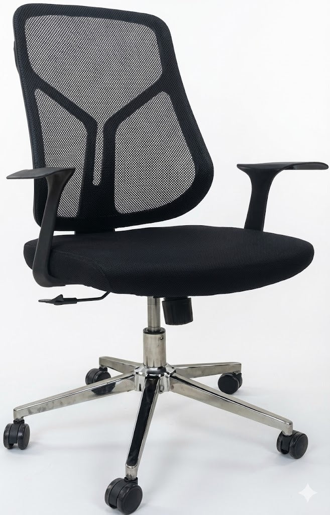 Medium Back Mesh Office Chair, Chrome Base, Black - DAN A336