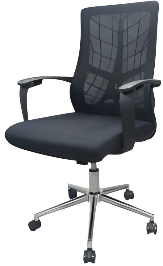 Medium Back Mesh Office Chair, Chrome Base, Black - DAN 8008M