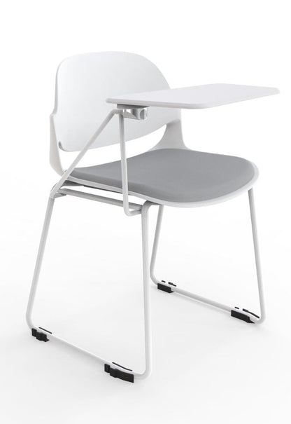White Frame Fabric Chair with Writing Pad – HY-833D