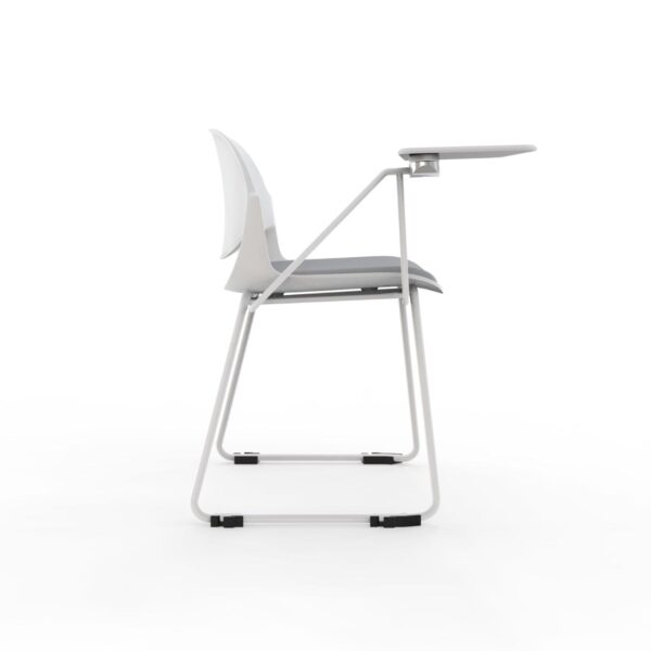 White Frame Fabric Chair with Writing Pad – HY-833D