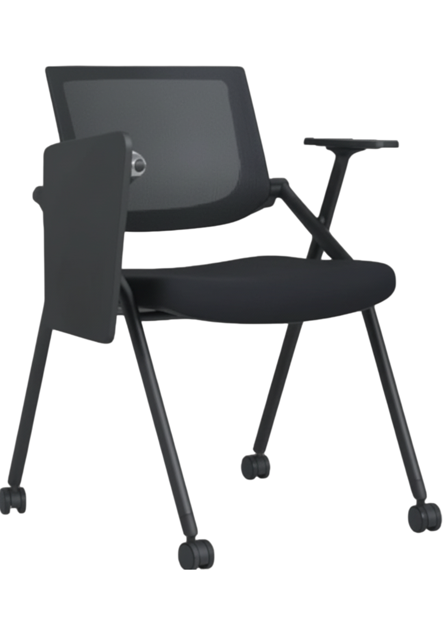 Folding Chair with Wheels, Mesh Back & Turnable Armrest – YH-128D