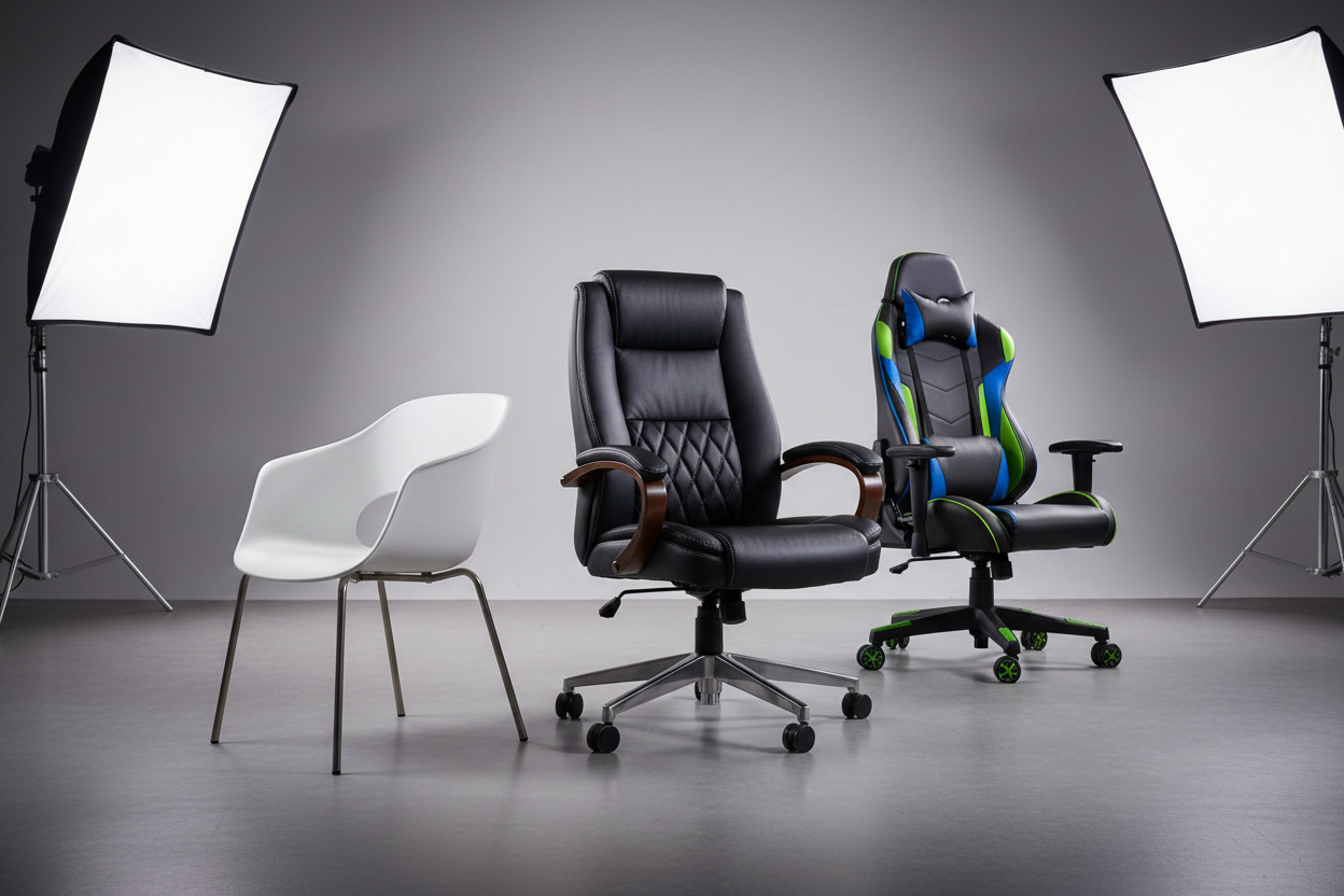 a bunch of chairs like, visitor chair, manager chair, gamming chair